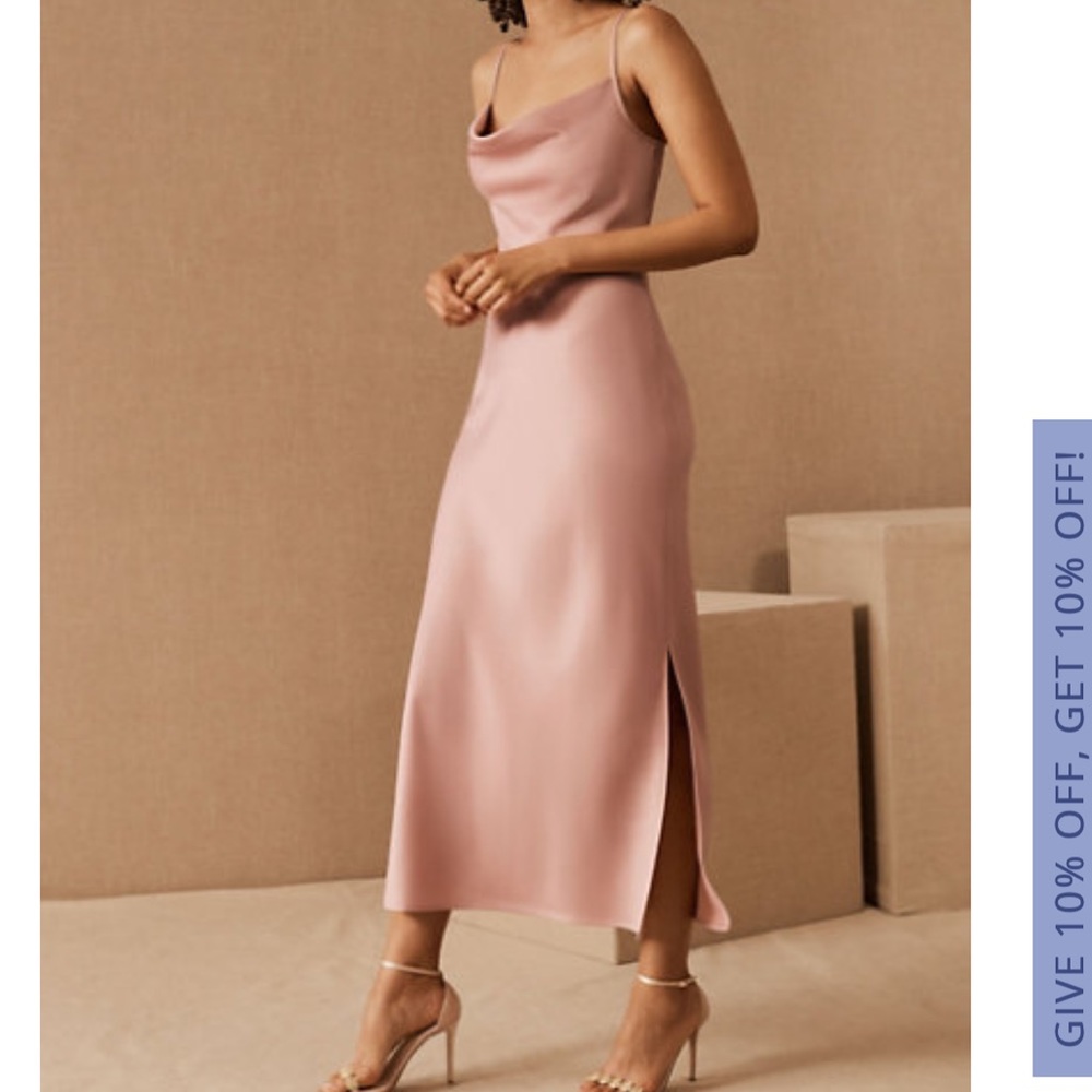 Cali Satin Charmeuse Midi Dress - Dusty rose